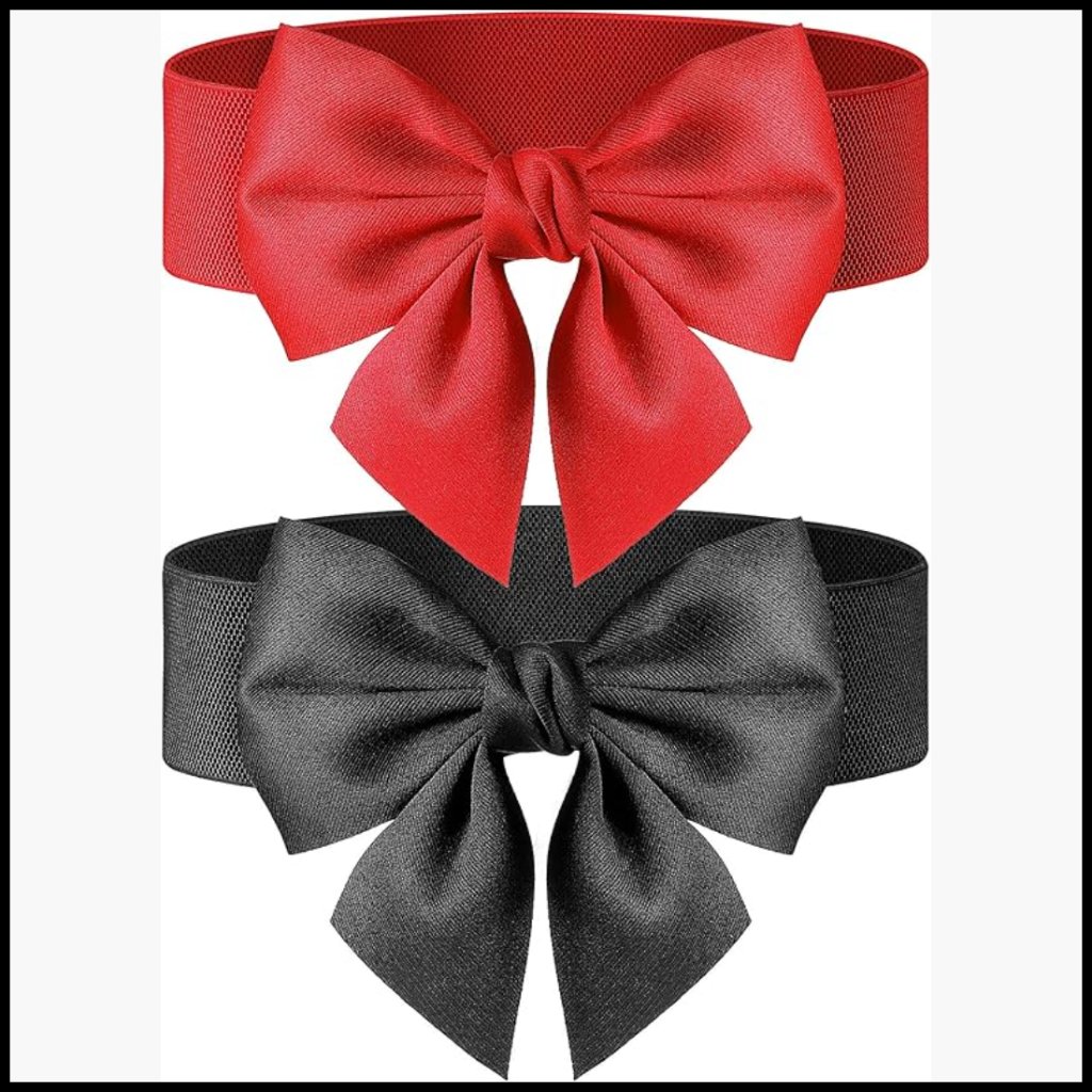 Vintage Bowknot Elastic Belt For Dresses Stretch Cinch Accessory
